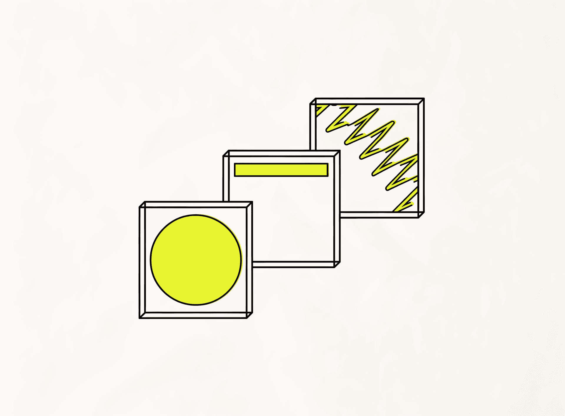 Risograph staircase of three score tiles — green, amber, red — with an expandable breakdown row underneath each.